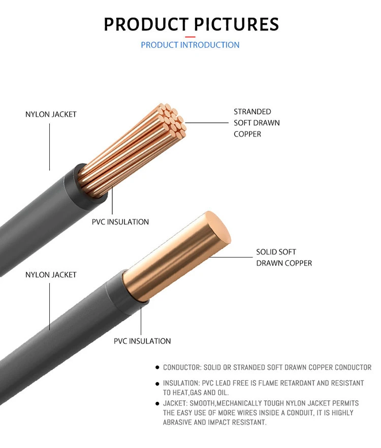 Wholesale Pure Copper or Aluminum Conductor Soild Cable Electric USA Standard Wire